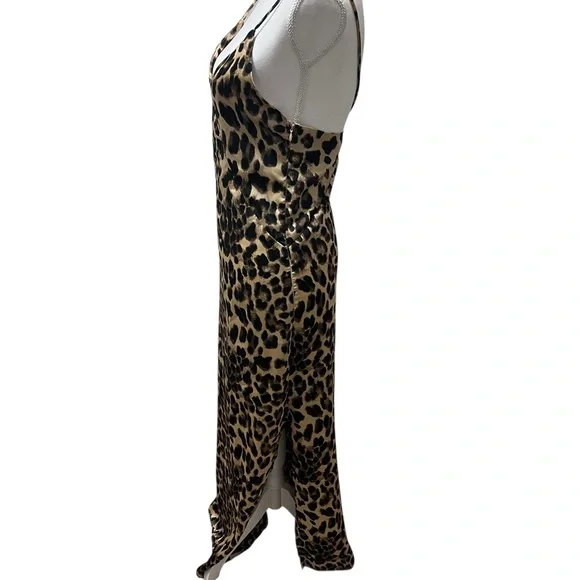 Forever 21 Super Sexy Leopard Maxi Slip Strappy‎ Date Night Dress Size Small - Picture 4 of 15